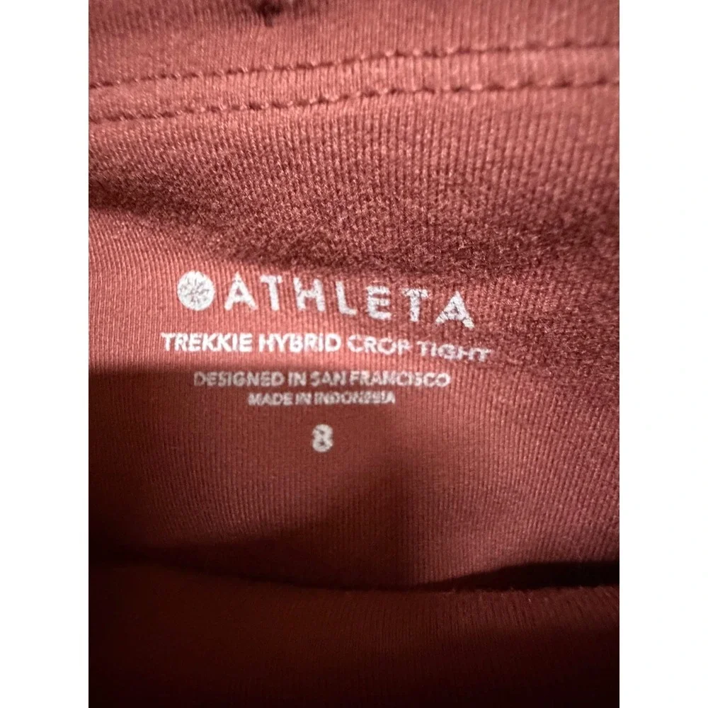 Athleta Trekkie Hybrid Crop Tight Size 8 Cognac Brown High Rise Pocket Athletic